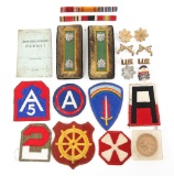 WWII US ARMY INSIGNIA NAMED SERVICE GROUPING