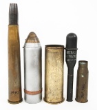 WWI - WWII ARTILLERY SHELL & TRENCH ART LOT