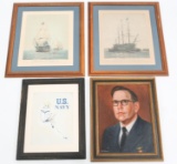 US NAVY PORTRAIT PAINTINGS & USN LITHOGRAPHS LOT