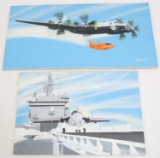 USAF & USN MILITARY AVIATION SIGNED OIL PAINTINGS