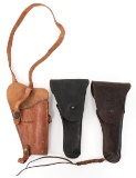 WWII US ARMY .45 PISTOL LEATHER HOLSTER LOT OF 3