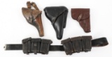 GERMAN & ITALIAN LEATHER HOLSTER AND AMMO BELT LOT