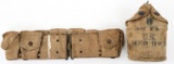 SPAN-AM WWI US ARMY EAGLE SNAPS BELT & MED CANTEEN