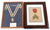 WWI FRAMED PATCHES & WWII MILITARY ORDER MEDAL