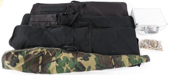 RIFLE SOFT CASES AND AMMUNITION LOT