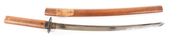 JAPANESE WAKIZASHI SWORD WITH WOODEN SAYA