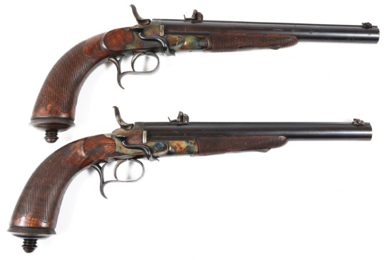 PAIR OF FRANCOTTE SIDE LEVER 44 CAL TARGET PISTOLS