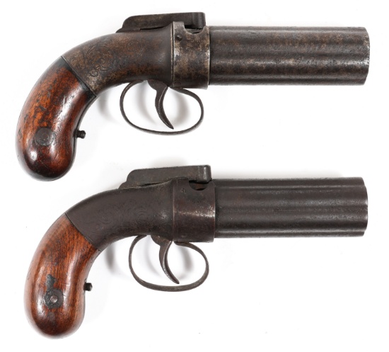 PAIR OF ALLEN & THURBER PEPPERBOX REVOLVERS
