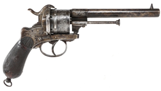 19th C. BELGIAN PINFIRE .44 CALIBER REVOLVER