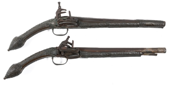 PAIR OF 18TH C. ALBANIAN MIQUELET PISTOLS