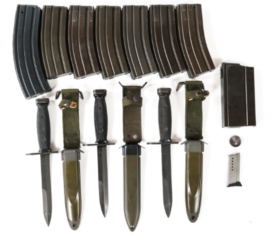 FIREARM MAGAZINES AND M8A1 BAYONETS LOT