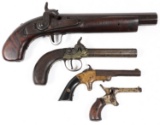 19th C. PISTOLS FOR PARTS OR REPAIR LOT OF 4