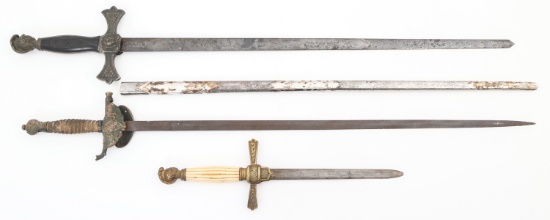 19th C. FRATERNAL SWORD LOT OF 3