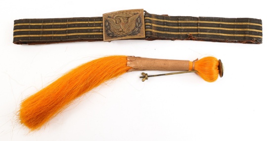 19TH C. US ARMY CAVALRY OFFICER BELT & PLUME