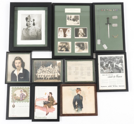 WWII US WOMEN'S ARMY CORPS FRAMED PHOTOS LOT