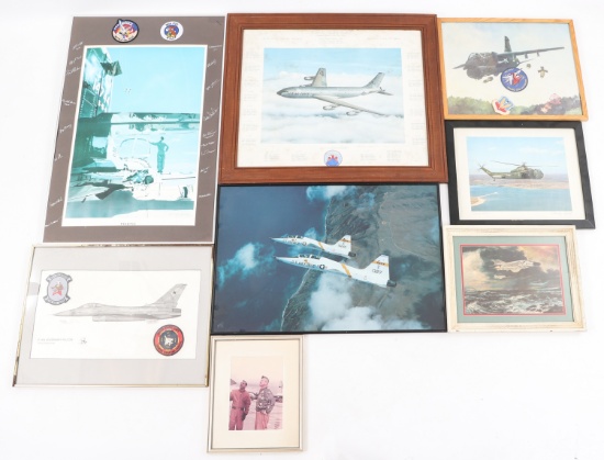 US MILITARY AVIATION FRAMED PHOTOS & SIGNED POSTER