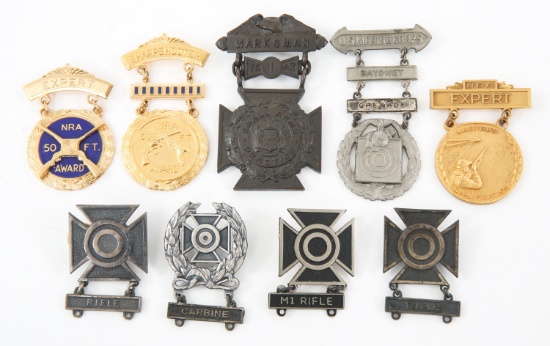 US ARMY - USMC - NRA MARKSMAN QUALIFICATION BADGES