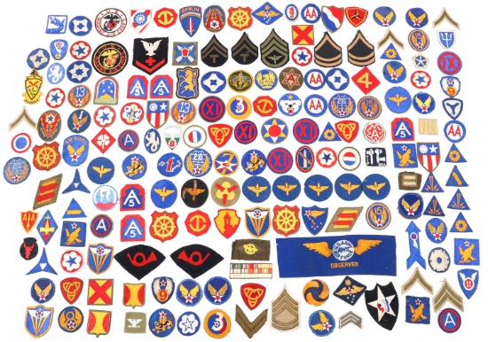 WWII US ARMED FORCES SHOULDER PATCHES LOT OF 175