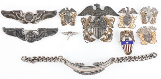 WWII US AAF WINGS AND US NAVY INSIGNIA PINS