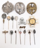 WWII GERMAN CAVALRY BADGES & ARMY TIE PIN LOT