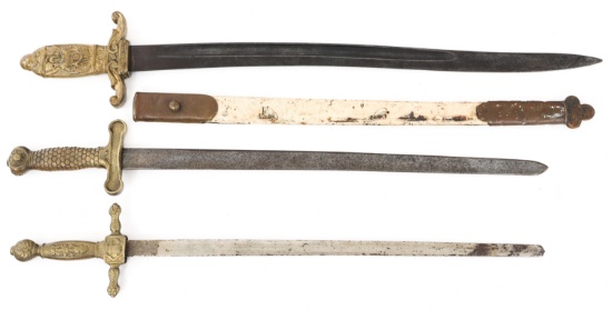 MASONIC SWORD AND 1870 US NAVY SWORD LOT OF 3