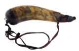 TIMOTHY TANSEL CARVED POWDER HORN DATED 1841