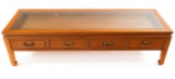 GLASS TOP HARDWOOD DISPLAY TABLE