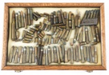 WOOD DISPLAY CASE OF WWI - COLD WAR MILITARY AMMO