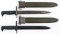 WWII US M1 BAYONETS WITH SCABBARDS LOT OF 2