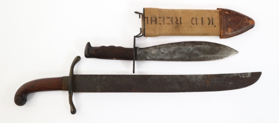 SPAN-AM WAR MACHETE & WWI M1917 BOLO KNIFE LOT