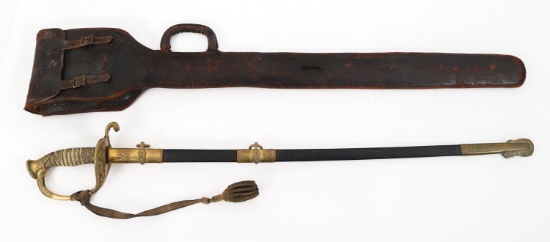WWI - WWII US NAVY M1852 NAMED OFFICER DRESS SWORD