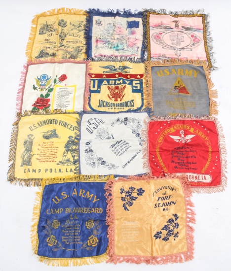WWII US ARMY & NAVY PILLOW SHAM LOT OF 11