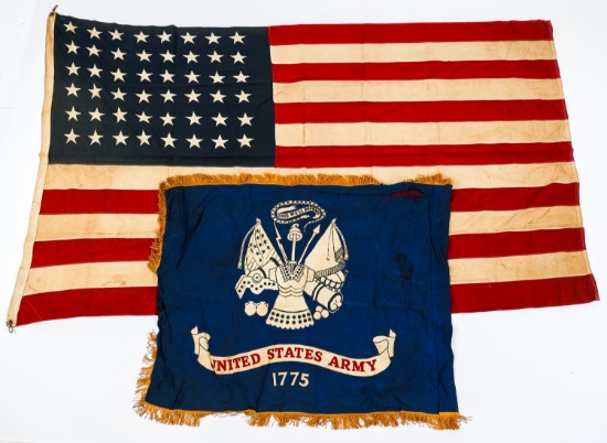 US ARMY FLAG & 48 STAR AMERICAN FLAG LOT OF 2
