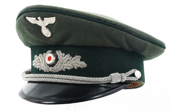 WWII GERMAN ARMY JAGER OFFICER VISOR HAT