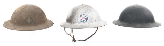 WWII US & CANADIAN M1917 & MKII HELMET LOT OF 3