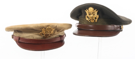 WWII US ARMY OFFICER SERVICE HAT LOT OF 2