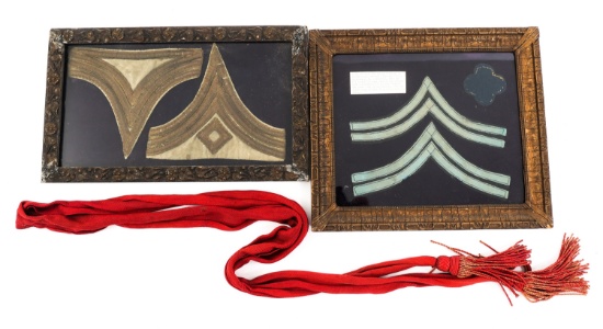 CIVIL WAR FRAMED NCO UNIFORM STRIPES & SASH