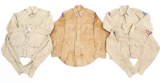 WWII US ARMY OFFICER AND ENLISTED KHAKI SHIRT LOT