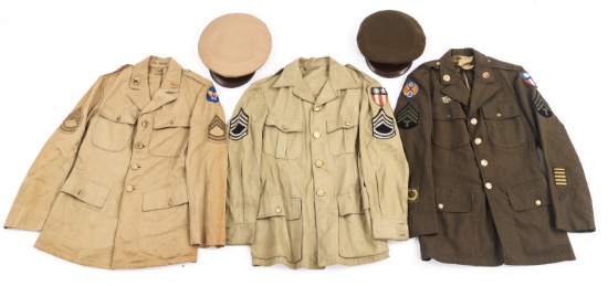 WWII US ARMY NCO UNIFORM TUNICS LOT OF 3