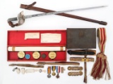 WWI BRITISH NAMED P1897 OFF. SWORD & COAT OF ARMS