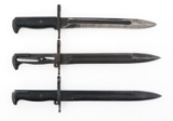 WWII US M1 BAYONETS WITH SCABBARDS LOT OF 3