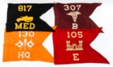 WWII US ARMY REGIMENTAL GUIDON FLAGS LOT OF 4