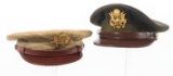 WWII US ARMY OFFICER SERVICE HAT LOT OF 2