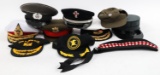 WORLD MILITARY OFFICER DRESS VISOR AND CAP LOT