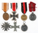 WWII GERMAN SERVICE MEDALS & MERIT CROSS LOT