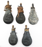 ALLOY POWDER FLASKS - LOT OF 5