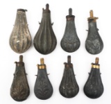 ALLOY POWDER FLASKS - LOT 0F 8
