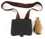US MODEL 1861 CARTRIDGE BOX AND PEACE POWDER FLASK