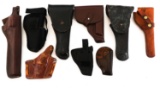 LEATHER & CANVAS HANDGUN HOLSTERS LOT OF 10