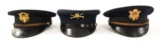 WWI US ARMY OFFICER DRESS BLUE VISOR CAP LOT OF 3
